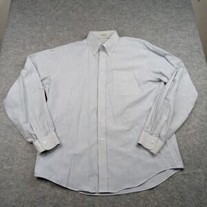 Woodward Shirt Mens 16.5 36/37 Blue White Stripe Button Down Wrinkle Free Dress